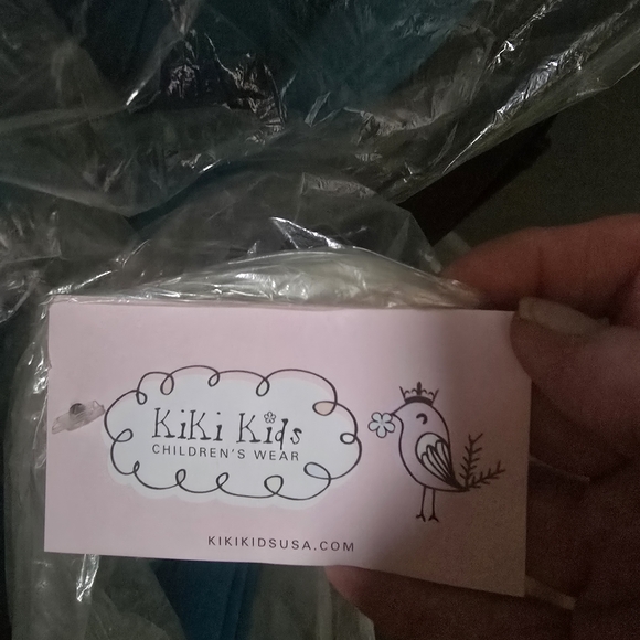 Charming Turquoise Kids Formal Dress with Brooch - Picture 4 of 4